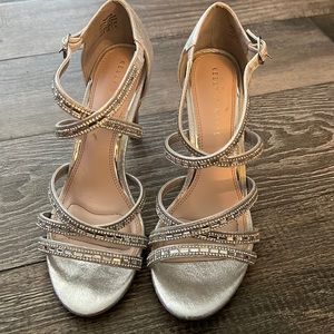 Silver Metallic Strappy Sandal Heel